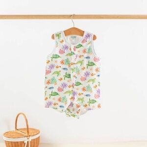 Nola Tawk Just Keep Swimming Organic Shortall in size 0 to 3 months